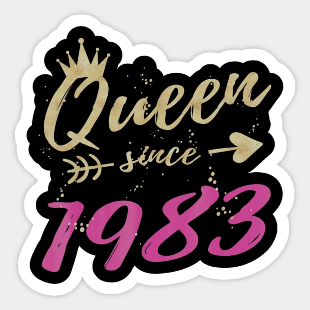 35th Birthday Giftss for Women Queen Since 1983 Sticker by bummersempre66